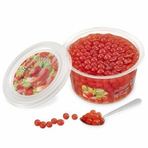 Ein Bild von Erdbeer -Fruchtperlen für Bubble Tea - 450g, in der Kategorie Nahrungsmittel Popping Bobas
