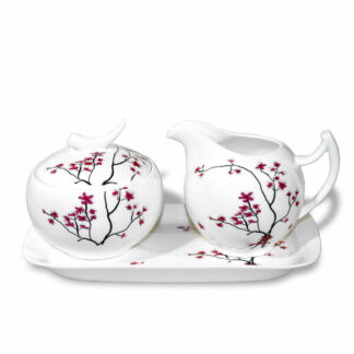 Ein Bild von Milchkännchen und Zuckertopf mit Tablett `Cherry Blossom`, in der Kategorie Teezubeh?r Teekannen und Teesets