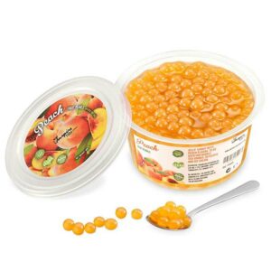 Ein Bild von Pfirsich-Fruchtperlen für Bubble Tea - 450g, in der Kategorie Nahrungsmittel Popping Bobas