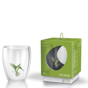 Ein Bild von Creano Doppelwandiges ThermoGlas "Hummi" | 250ml | Grün, in der Kategorie Teetassen und Gläser Tee Geschenk