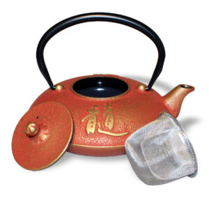Ein Bild von Eisengusskanne Japan - Zui - Rot - Gold (0.6 l), in der Kategorie Teekannen und Teesets Teekannen mit Sieb Kaufen Teekannen aus Gusseisen kaufen