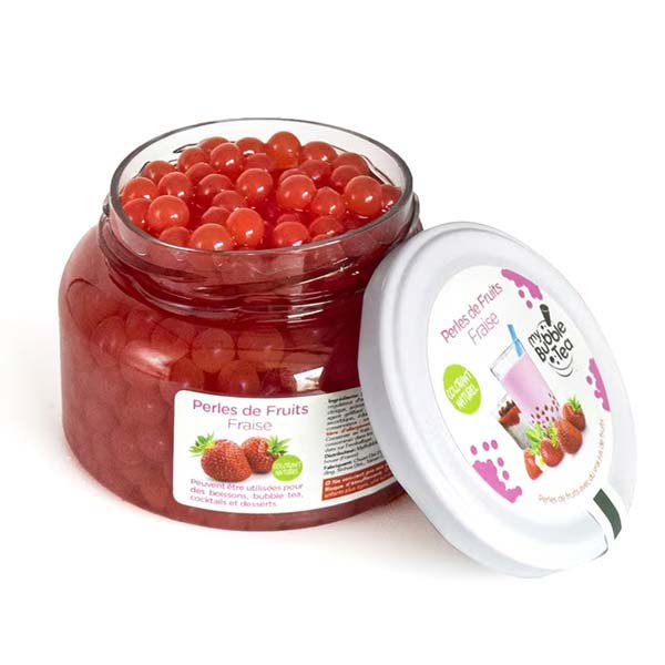 Ein Bild von Erdbeerfruchtperlen für Bubble Tea - 450g, in der Kategorie Nahrungsmittel Popping Bobas