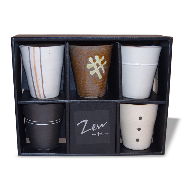 Ein Bild von Japanisches Tassenset "Zen" - 5 Stück - 5 fach sortiert, in der Kategorie Teetassen und Gläser