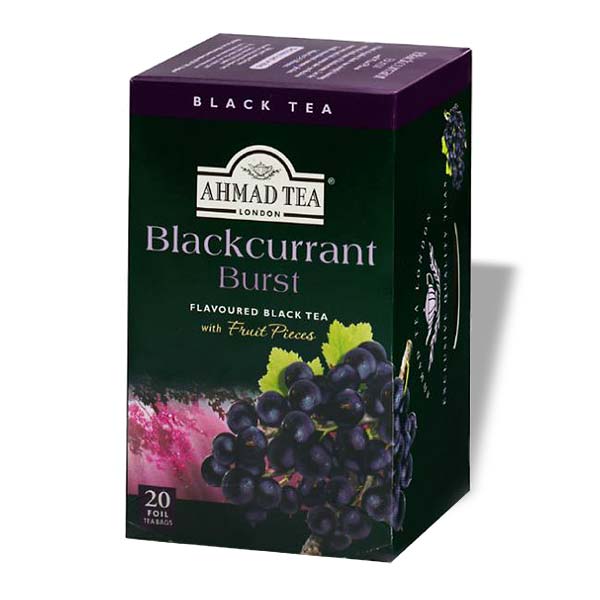 Ein Bild von Ahmad Tea - Blackcurrant Burst - 20 Teebeutel à 2g, in der Kategorie Schwarz Tee aromat.