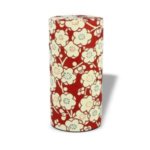Ein Bild von Dose 200g - Rot mit Blumen, in der Kategorie Teedosen