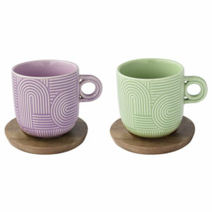 Ein Bild von Porzellanbecher - Take a Loop - 250ml - grün lila, in der Kategorie Teetassen und Gläser