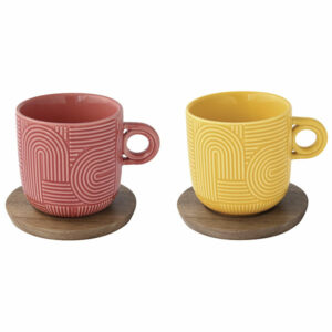 Ein Bild von Porzellanbecher - Take a Loop - 250ml - rot gelb, in der Kategorie Teetassen und Gläser