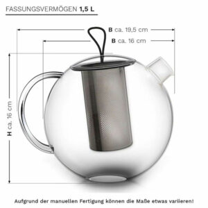 Ein Bild von Creano Glas Teekanne "JUMBO" - 1 5 l, in der Kategorie Teekannen und Teesets Teekanne aus Glas kaufen