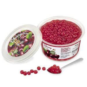 Ein Bild von Kirsch-Fruchtperlen für Bubble Tea - 450g | Ablaufartikel, in der Kategorie Nahrungsmittel Popping Bobas