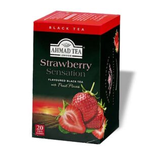 Ein Bild von Ahmad Tea - Strawberry Sensation - 20 Teebeutel à 2g, in der Kategorie Schwarz Tee aromat. Tee im Teebeutel kaufen