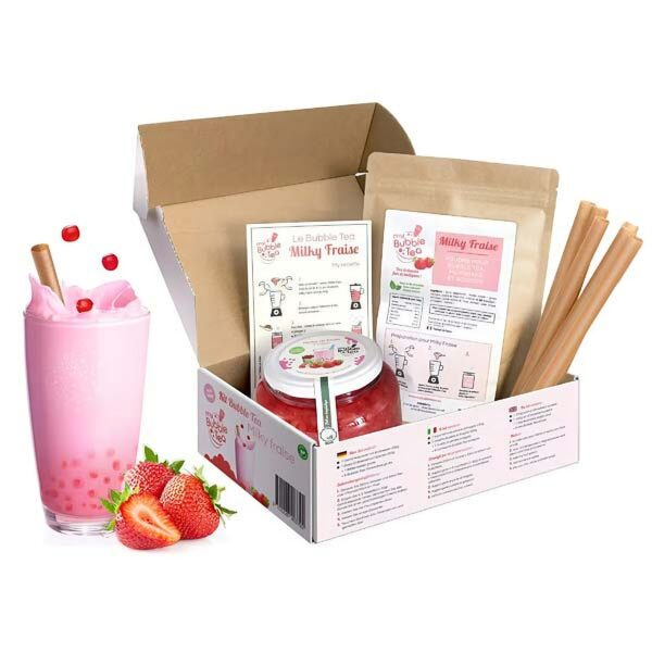 Ein Bild von Bubble Tea Geschenkbox - Milky Fraise, in der Kategorie Nahrungsmittel Tee Geschenk