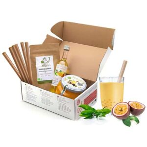 Ein Bild von Bubble Tea Geschenkbox - Passionsfrucht, in der Kategorie Nahrungsmittel Tee Geschenk