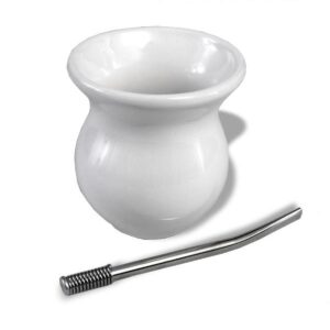 Ein Bild von Calabasse aus Keramik mit Bombilla, in der Kategorie Teezubehör Calabasa (Mate-Becher)