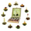 Ein Bild von Creano Teeblumen Geschenkset in Teekiste aus Holz, in der Kategorie Tee Rosen (Bloomings) Tee Geschenk