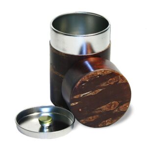 Ein Bild von Dose 150g mit Furnier aus der Rinde des Kirschbaumes, in der Kategorie Teedosen