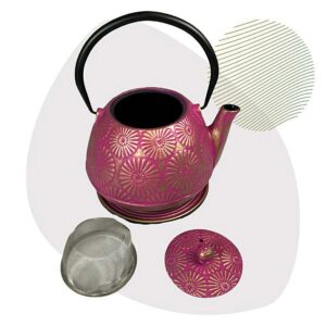 Ein Bild von Eisengusskanne 1.2l - Hani - Purpur / Gold, in der Kategorie Teekannen und Teesets