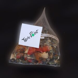 Ein Bild von Kräutertee Erdbeer-Minze - im Pyramidenbeutel, in der Kategorie Kräutertee und Gewürztee Tee