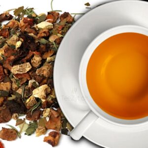 Ein Bild von Kräutertee "Grüner Ingwer", mit Apfel und Orange, in der Kategorie Kräutertee und Gewürztee Tee