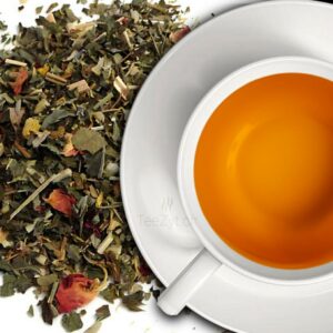 Ein Bild von Kräutertee "Heile Welt" mit Brombeerblätter und Kamille, in der Kategorie Kräutertee und Gewürztee Tee