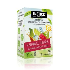 Ein Bild von Instick - Eistee Himbeere & Limette (Schwarztee-Extrakt) - 12 x 2.5g, in der Kategorie Nahrungsmittel