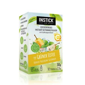 Ein Bild von Instick - Grüner Eistee Birne & Basilikum (Grüntee-Extrakt) - 12 x 2.5g, in der Kategorie Nahrungsmittel