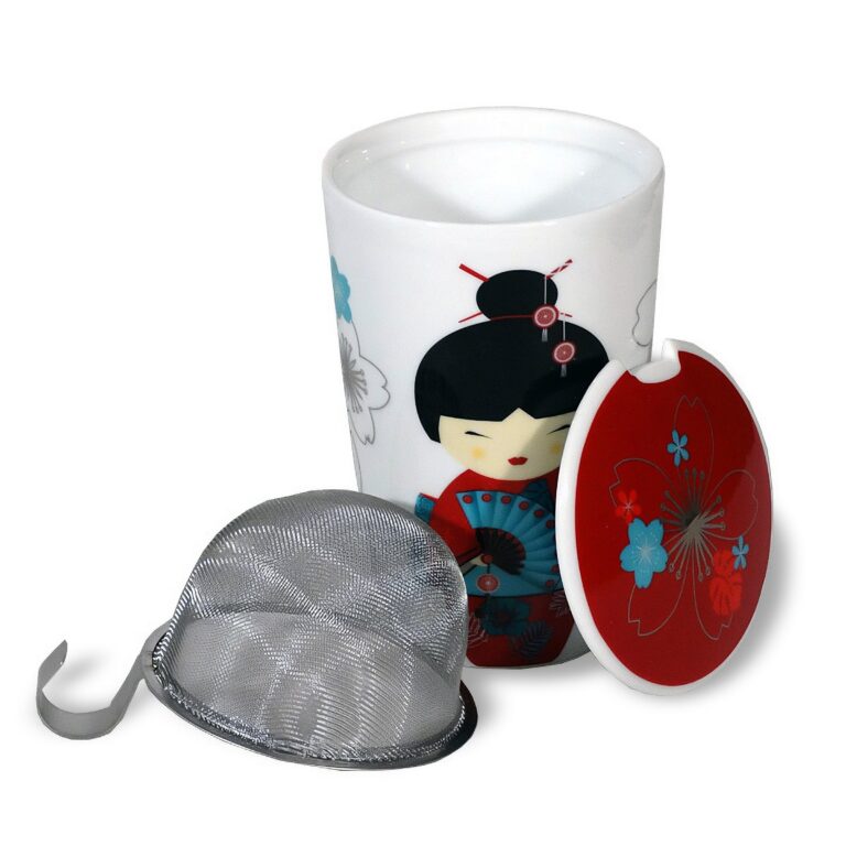 Tasse à Thé En Porcelaine Avec Passoire - Coffret Cadeau Geisha Fire