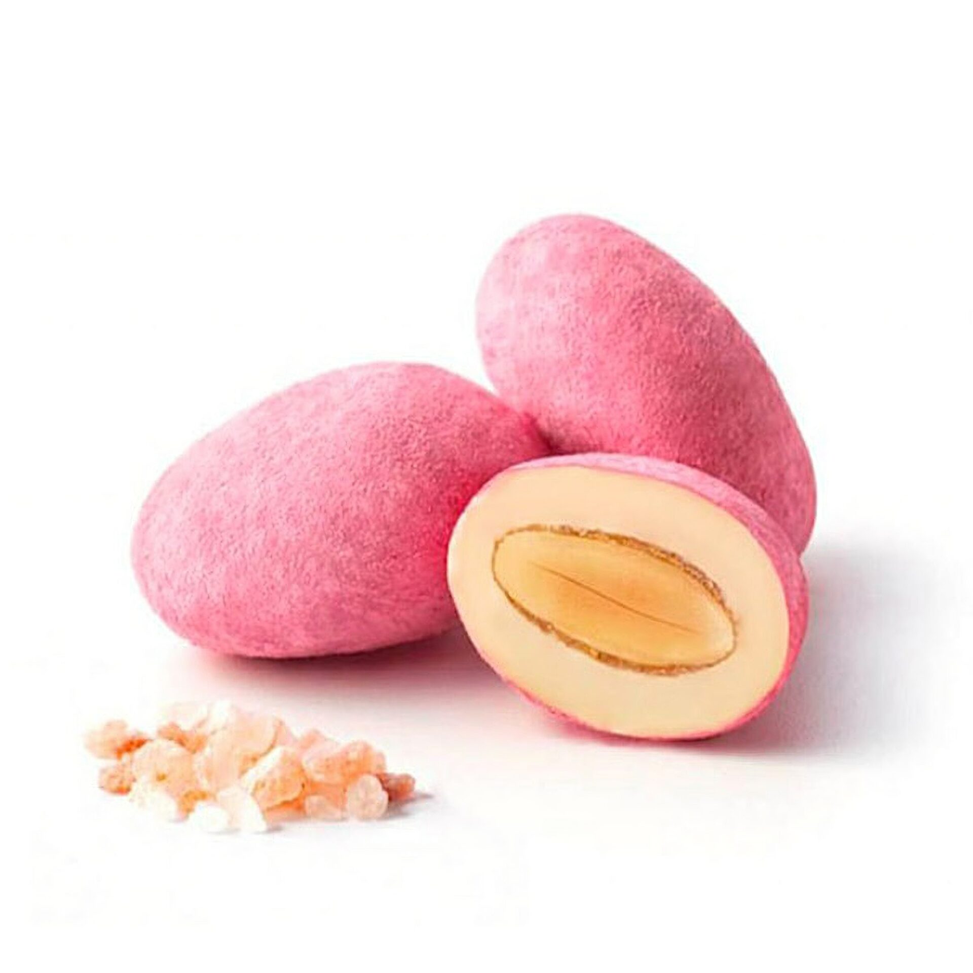 Ein Bild von Mandeln in weisser Schokolade und Himalayasalz, in der Kategorie Nahrungsmittel