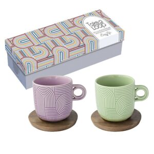 Ein Bild von Porzellanbecher - Take a Loop - 250ml - grün lila, in der Kategorie Teetassen und Gläser