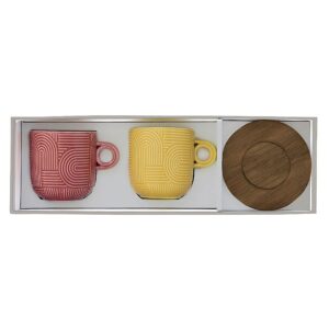 Ein Bild von Porzellanbecher - Take a Loop - 250ml - rot gelb, in der Kategorie Teetassen und Gläser