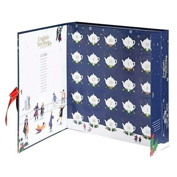 Ein Bild von Premium Teebuch Adventskalender mit Schleife "Christmas Night" - Bio, in der Kategorie Tee diverse Tee Adventskalender Tee Geschenk