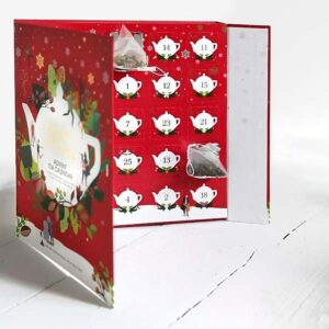 Ein Bild von Premium Teebuch Adventskalender mit Schleife "Red Christmas" - Bio, in der Kategorie Tee diverse Tee Adventskalender Tee Geschenk