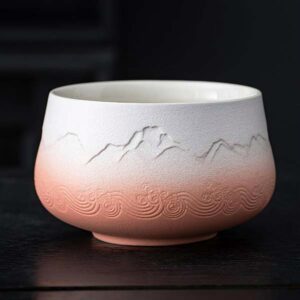 Ein Bild von TEANAGOO Matcha-Tee-Set - Rot mit Berg und Wellen Motiv, in der Kategorie Teezubehör Matcha Set