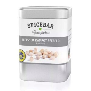 Ein Bild von Weisser Kampot Pfeffer g.g.A. - Dose a 80g, in der Kategorie Kräuter und Gewürze