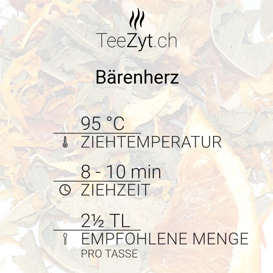 Ein Bild von Kräutertee "Bärenherz" mit Zitrus und Apfel, in der Kategorie Kräutertee und Gewürztee Tee