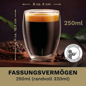 Ein Bild von Creano doppelwandige Premium Gläser in Gastro Qualität | 250ml | 2er Set, in der Kategorie Teetassen und Gläser