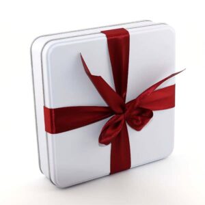 Ein Bild von Geschenkdose mit echter Schleife - gross, in der Kategorie Teedosen