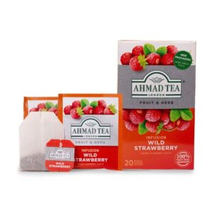 Ein Bild von Ahmad Tea - Wild Strawberry - 20 Teebeutel à 2g, in der Kategorie Früchtetee Tee im Teebeutel kaufen
