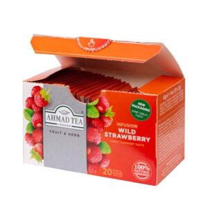 Ein Bild von Ahmad Tea - Wild Strawberry - 20 Teebeutel à 2g, in der Kategorie Früchtetee Tee im Teebeutel kaufen