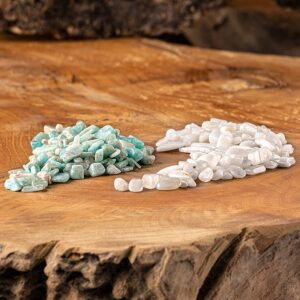 Ein Bild von Glastrinkflasche mit Kristallsteinen - Milchopal  Amazonit, in der Kategorie Teezubehör