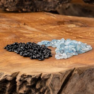 Ein Bild von Glastrinkflasche mit Kristallsteinen - Obsidian  Aquamarin, in der Kategorie Teezubehör