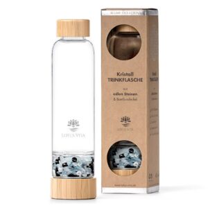 Ein Bild von Glastrinkflasche mit Kristallsteinen - Obsidian  Aquamarin, in der Kategorie Teezubehör