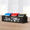 Ein Bild von Tee-Aufbewahrungsbox mit 3 Fächern "Tea Time" | Schwarz, in der Kategorie Teezubehör