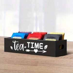 Ein Bild von Tee-Aufbewahrungsbox mit 3 Fächern "Tea Time" | Schwarz, in der Kategorie Teezubehör