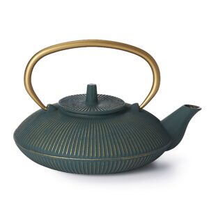 Ein Bild von Eisengusskanne "Tianyu" 0.6l - Grün / Gold, in der Kategorie Teekannen und Teesets