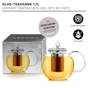 Ein Bild von Creano Glas Teekanne - Schnabel 1.7l, in der Kategorie Teekannen und Teesets