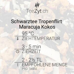 Ein Bild von Schwarztee Tropenflirt Maracuja Kokos, in der Kategorie Schwarz Tee aromat.