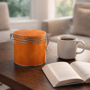 Ein Bild von Bügelverschlussdose  - Crazy orange, in der Kategorie Teedosen