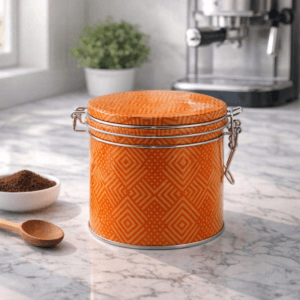 Ein Bild von Bügelverschlussdose  - Crazy orange, in der Kategorie Teedosen