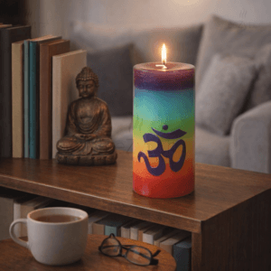 Ein Bild von Chakra Kerze mit Ohm, in der Kategorie Kerzen