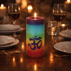 Ein Bild von Chakra Kerze mit Ohm, in der Kategorie Kerzen